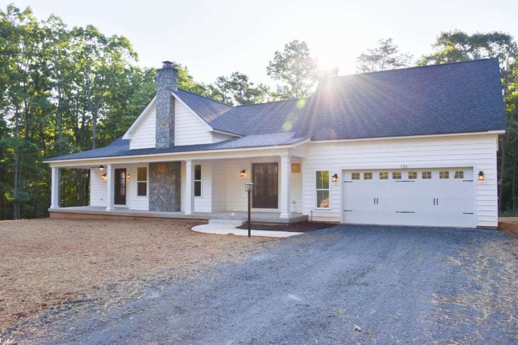 chimney front of custom home