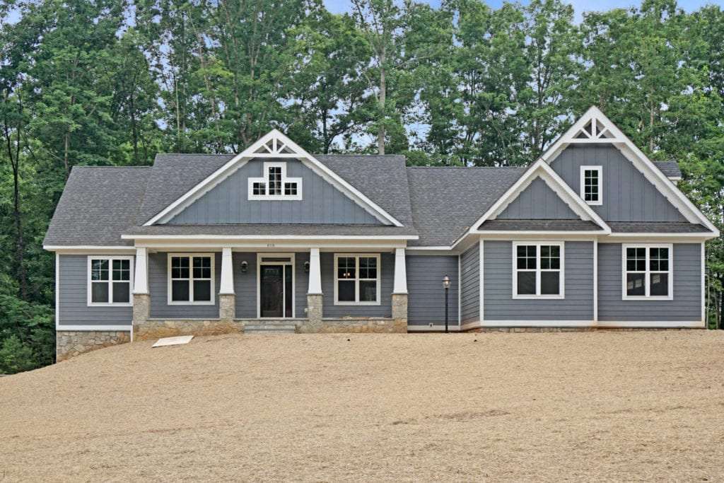 Front of grey custom home